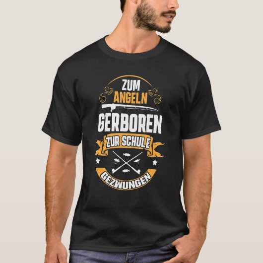 T-shirt Pêché de force Né pour aller à l'école Poisson pêc (Devant)