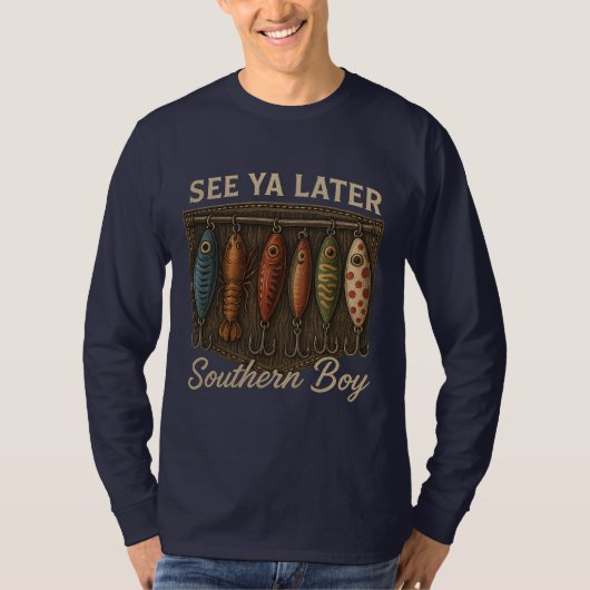 T-shirt Pêche de garçon du Sud Chasse rustique (Devant)