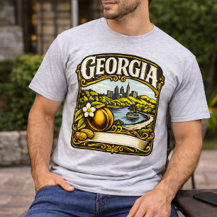 T-shirt Pêche de l'État de Géorgie et vue panoramique d'At