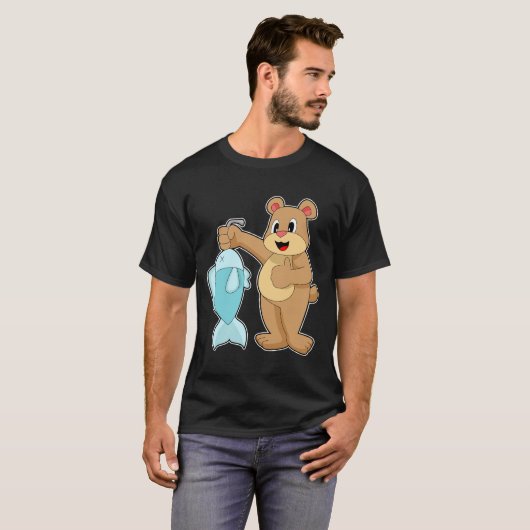 T-shirt Pêche de poisson d'ours (Devant entier)