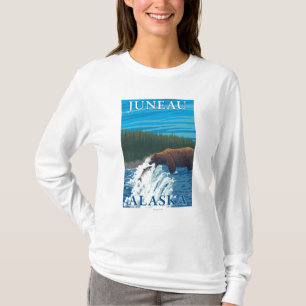 T-shirt Pêche d'ours en rivière - Juneau, Alaska