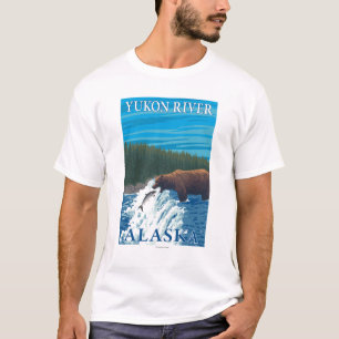 T-shirt Pêche d'ours en rivière - le fleuve Yukon, Alask
