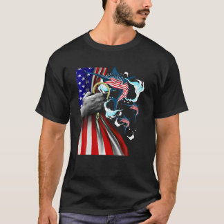 T-shirt Pêche Drapeau Américain - Drôle Graphiques
