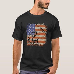 T-shirt Pêche drapeau américain Pêcheur Vintage USA Bass F