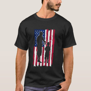 T-shirt Pêche Drapeau Américain Père Et Fils 4 Juillet F