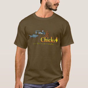 T-shirt Pêche drôle de poissons et de poussins