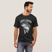 T-shirt Pêche drôle, pêche chanceuse (Devant entier)