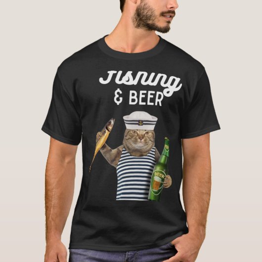 T-shirt Pêche et chat de bière (Devant)