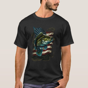 T-shirt Pêche et drapeau américain basse à grande bouche
