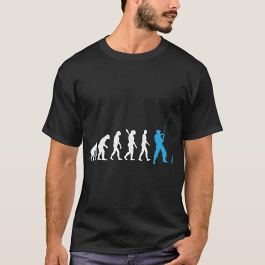 T-shirt Pêche - Évolution humaine / Darwin / Bleu (Devant)