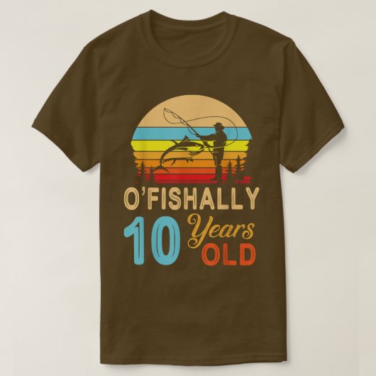 T-shirt Pêche Fisher O'poisson 10 ans heureux naissance (Design devant)