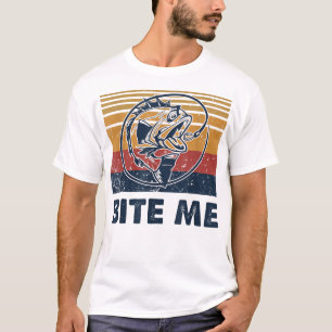 T-shirt Pêche Hotte Bite Me Bass Catfish Pike Pêcheur F
