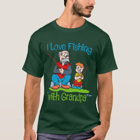 T-shirt Pêche - I Love Pêche avec grand-père (Devant)