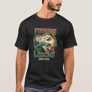 T-shirt Pêche Légende Truite Basse Pêcheur Depuis 2002 Le