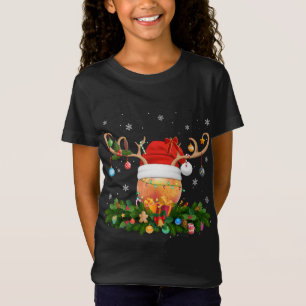 T-Shirt Pêche Lover Reindeer Fruit Santa Hat Peaches Chr