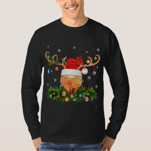 T-shirt Pêche Lover Reindeer Fruit Santa Hat Peaches Chr