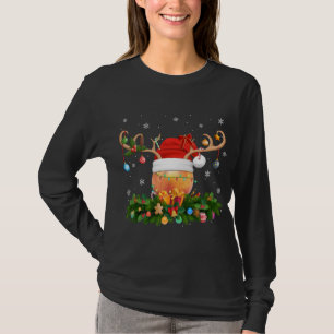 T-shirt Pêche Lover Reindeer Fruit Santa Hat Peaches Chr