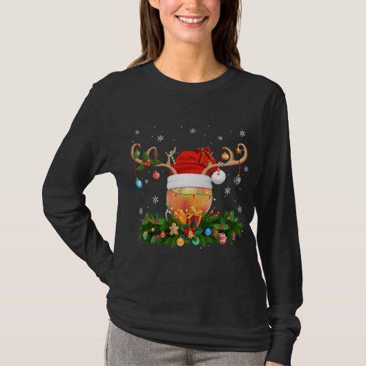 T-shirt Pêche Lover Reindeer Fruit Santa Hat Peaches Chr (Devant)