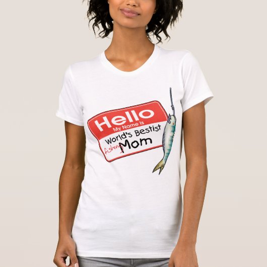 T-shirt Pêche maman Bonjour (Devant)