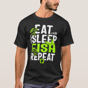 T-shirt Pêche Mange Dormir Poisson Répéter Pour Hommes Pêc