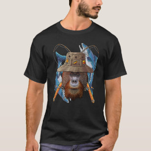 T-shirt Pêche Orangutan Pêcheur Extérieur Animal Cute Fl