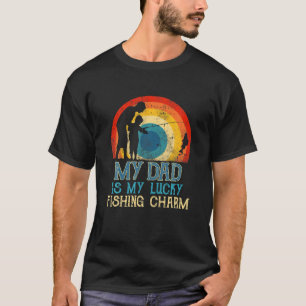 T-shirt Pêche Papa Lucky Charm Angler Retro Vintage Fishe