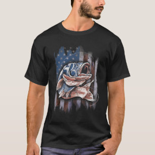 T-shirt Pêche Patriotique 4 juillet Hommes Drapeau América