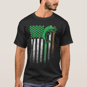 T-shirt Pêche Poisson Basse Irlandais Drapeau Américain St