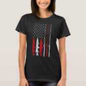 T-shirt Pêche poisson Rod line Reel rayures American Flag  (Devant)