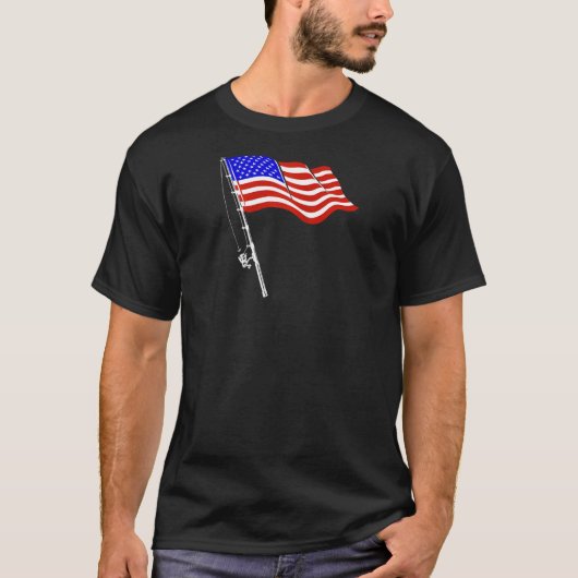 T-shirt Pêche Pole Patriotique Pêcheur Us Drapeau Pêche R (Devant)