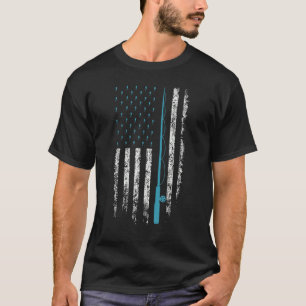 T-shirt Pêche Pour Hommes Distorsion Us Drapeau Bâton De P