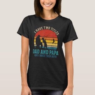 T-shirt Pêche pour hommes J'ai deux titres Papa et Papa P