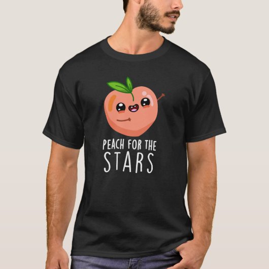 T-shirt Pêche Pour Les Étoiles Drôle Fruit Pun Dark BG (Devant)