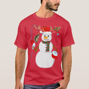 T-shirt Pêche Snowman Xmas Lumières Pêche Pêcheur Chri