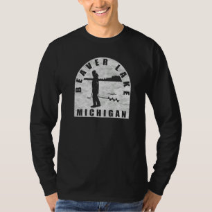 T-shirt Pêche sur glace du lac Beaver Michigan  
