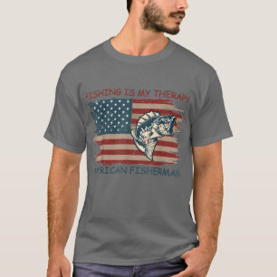 T-shirt Pêche US Drapeau Américain Basse Poisson Pêcheur 4