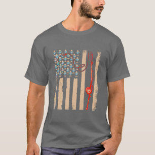 T-shirt Pêche vintage Vêtements USA Drapeau Basse pêche