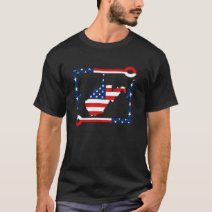 T-shirt Pêche Virginie Occidentale Pêche USA Drapeau Croch
