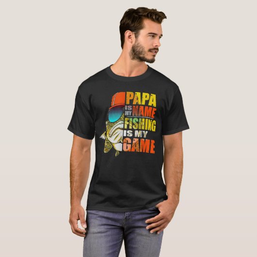 T-shirt Pêcher Drôle Papa Est Mon Nom Pêche Est Mon Jeu (Devant entier)