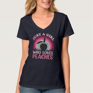 T-shirt Pêcher L'Amant Fruit Vintage Juste Une Fille Qui A