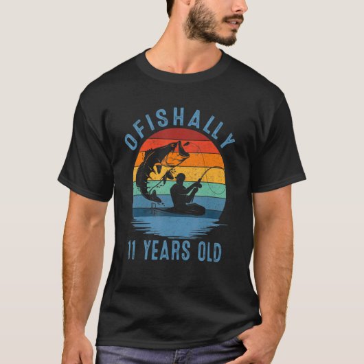 T-shirt Pêcheur âgé de 11 ans 11e anniversaire poisson (Devant)