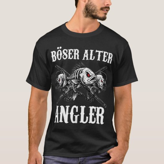 T-shirt Pêcheur âgé maléfique – Création drôle de squelett (Devant)