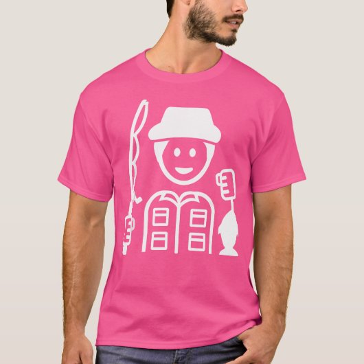 T-shirt Pêcheur Avec Bâton De Pêche Et Poisson (Devant)