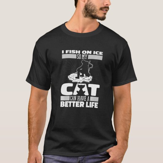 T-shirt Pêcheur Chat Pêche sur glace (Devant)