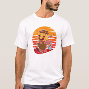 T-shirt Pêcheur citrouille Pêche Drôle Halloween