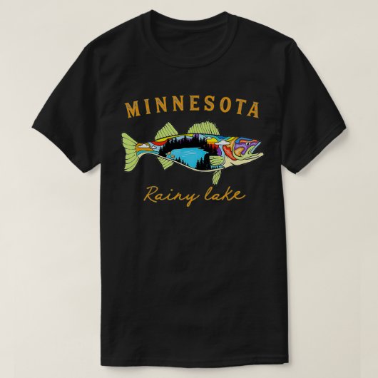 T-shirt Pêcheur cool Minnesota Rainy Lake Fisher Walleye (Design devant)