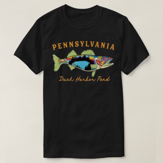 T-shirt Pêcheur cool Pennsylvania Duck Harbour Pond Walle (Design devant)