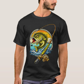 T-shirt Pêcheur de bar saumâtre en colère en milieu de sai
