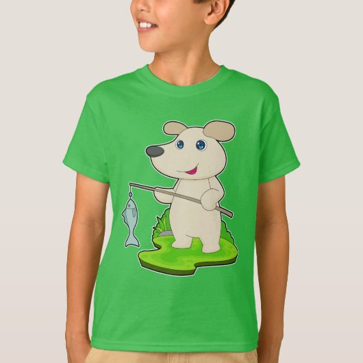 T-shirt Pêcheur de chiens canne à pêche Pêche (Devant)