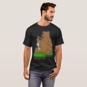 T-shirt Pêcheur de flamant rose canne à pêche (Devant entier)